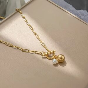 18 KT Gold Over Titanium Paperclip Necklace